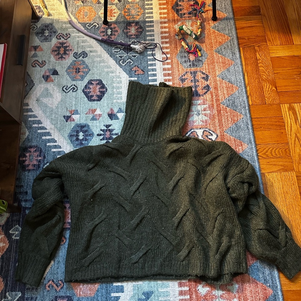 Madewell Green Cowl Neck Sweater